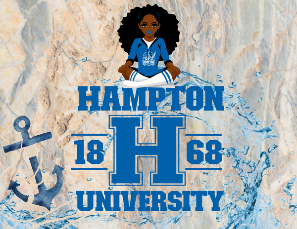 20oz Hampton Girl Skinny Tumbler with Plastic Straw | HBCU | Drinkware | Gift for Her