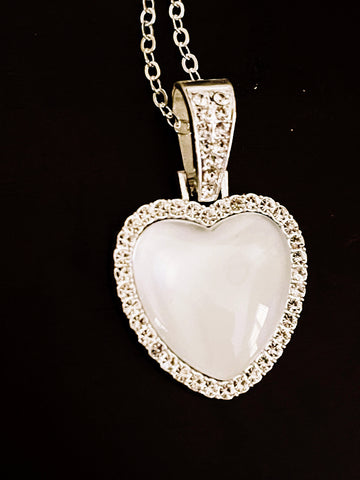 Gold/Silver/Rose Gold/Black Custom Rhinestone Heart Picture Necklace  | Gift for Her | Anniversary | Mother's Day | Christmas Gift | Picture Necklace