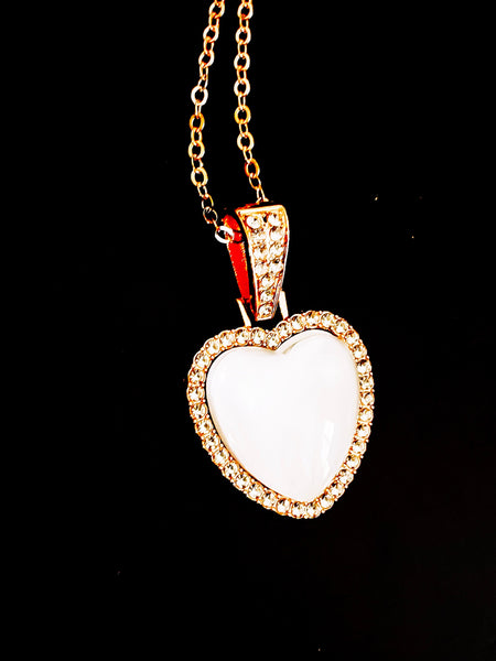Rose Gold Heart Rhinestone Picture Necklace | Gift for Her | Anniversary | Mother's Day | Christmas Gift | Picture Necklace