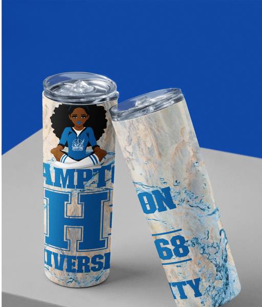 20oz Hampton Girl Skinny Tumbler with Plastic Straw | HBCU | Drinkware | Gift for Her
