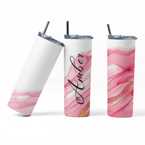 20oz Personalized Name Skinny Tumbler with Plastic Straw | Drinkware | Gift for Her | Him